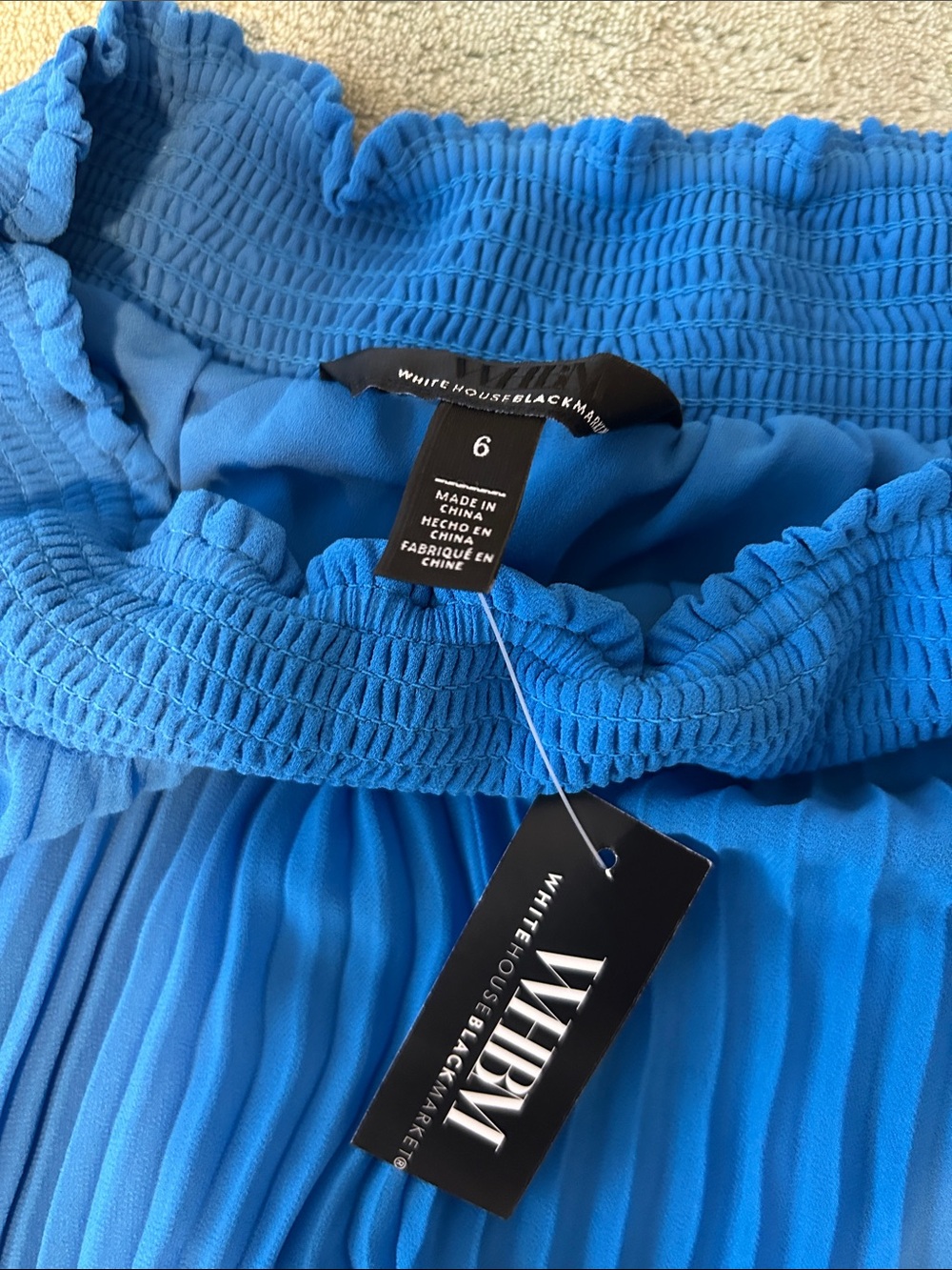 White House Black Market WHBM Isla Blue Flowy Pleated Maxi Skirt 6 - Picture 4 of 5
